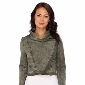Free People Olive Green Asymmetrical Moto Jacket